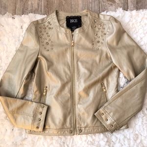 BKE Gold Faux Leather Jacket Holiday NEW